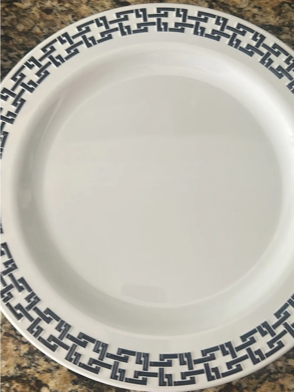 Navy Geometric Border Dinner Plate - Classic Melamine Dinnerware